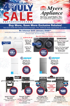 MYERS APPLIANCE 4TH OF JULY SALE