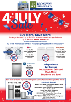 J's Broadway Appliance- 4th of July Mailer