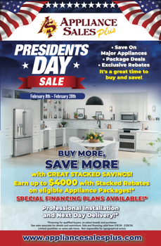 Appliance Sales Plus -2024 Presidents Day