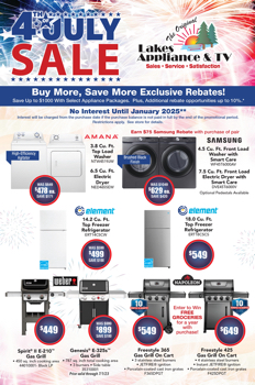 THE ORIGINAL LAKES APPLIANCE 4TH OF JULY SALE