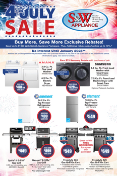 S&W APPLIANCE 4TH OF JULY SALE