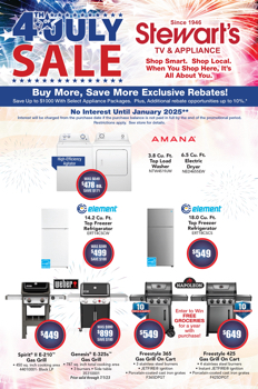 STEWART'S TV & APPLIANCE 4TH OF JULY SALE