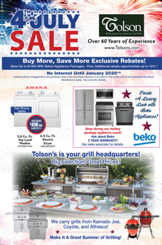 TOLSON APPLIANCE 4TH OF JULY SALE