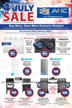 AHC APPLIANCES 4TH OF JULY SALE