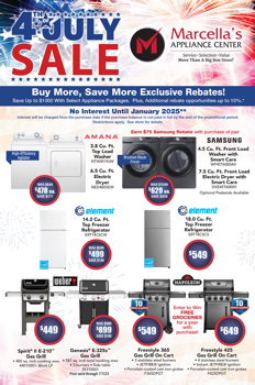 MARCELLA'S APPLIANCE CENTER 4TH OF JULY SALE