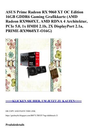 6112 asus prime radeon rx 9060 xt oc edition 16gb gddr6 gaming grafikkarte  amd radeon rx9060xt  amd rdn