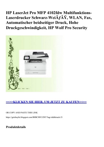 9771 hp laserjet pro mfp 4102fdw multifunktions-laserdrucker schwarz-weiãƒâÿ  wlan  fax  automatischer b