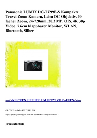 9066 panasonic lumix dc-tz99e-s kompakte travel zoom kamera  leica dc-objektiv  30-facher zoom  24-720mm