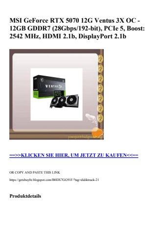 2699 msi geforce rtx 5070 12g ventus 3x oc - 12gb gddr7  28gbps 192-bit   pcie 5  boost  2542 mhz  hdmi