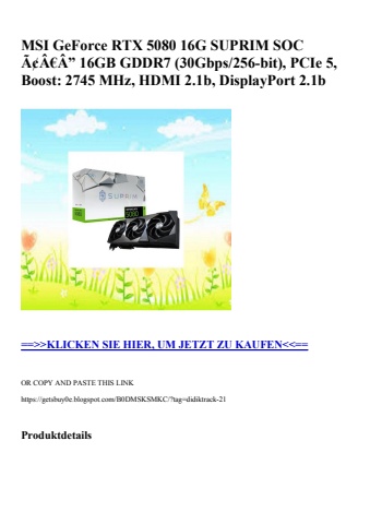 5142 msi geforce rtx 5080 16g suprim soc ã¢â€â” 16gb gddr7  30gbps 256-bit   pcie 5  boost  2745 mhz  hd