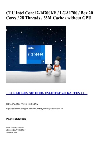 7471 cpu intel core i7-14700kf   lga1700   box 20 cores   28 threads   33m cache   without gpu