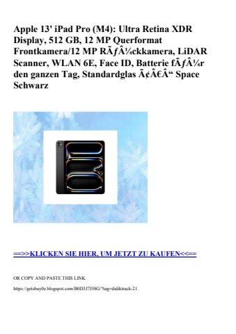 6173 apple 13' ipad pro  m4   ultra retina xdr display  512 gb  12 mp querformat frontkamera 12 mp rãƒâ¼