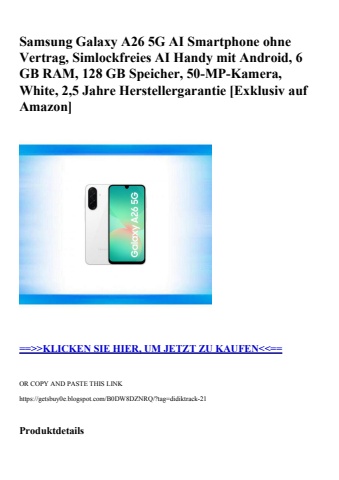 8414 samsung galaxy a26 5g ai smartphone ohne vertrag  simlockfreies ai handy mit android  6 gb ram  128