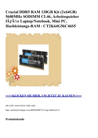 0523 crucial ddr5 ram 128gb kit  2x64gb  5600mhz sodimm cl46  arbeitsspeicher fãƒâ¼r laptop notebook  mi