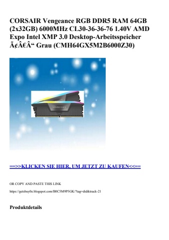 9284 corsair vengeance rgb ddr5 ram 64gb  2x32gb  6000mhz cl30-36-36-76 1