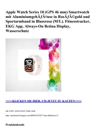 3680 apple watch series 10  gps 46 mm  smartwatch mit aluminiumgehãƒâ¤use in rosãƒâ©gold und sportarmban