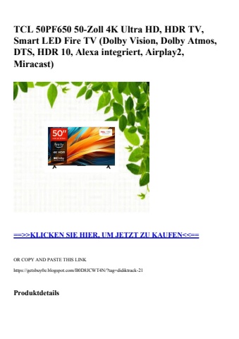 5464 tcl 50pf650 50-zoll 4k ultra hd  hdr tv  smart led fire tv  dolby vision  dolby atmos  dts  hdr 10