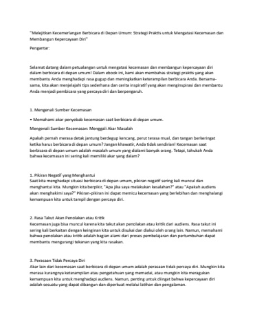 Melejitkan Kecemerlangan Berbicara di Depan Umum