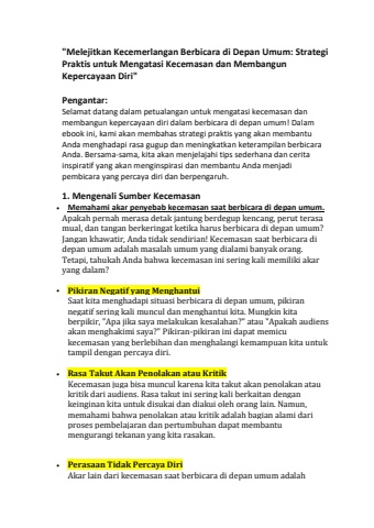 Melejitkan Kecemerlangan Berbicara di Depan Umum