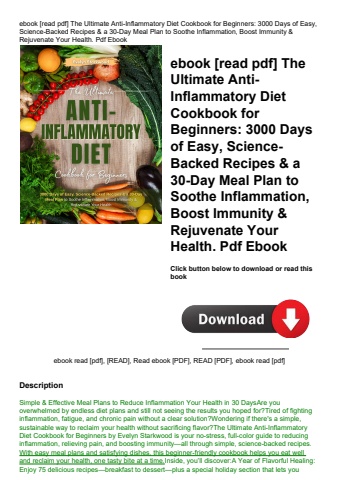 ebook [read pdf] the ultimate anti-inflammatory diet cookbook for beginners 3000 days of easy  scien