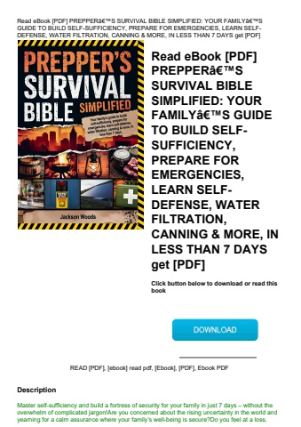 read ebook [pdf] prepperã¢â€â™s survival bible simplified your familyã¢â€â™s guide to build self-suf