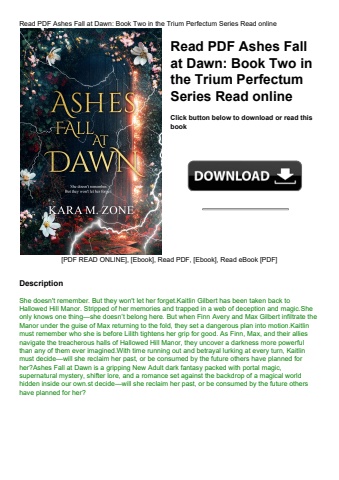 read pdf ashes fall at dawn book two in the trium perfectum series read online