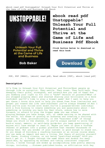ebook read pdf unstoppable! unleash your full potential and thrive at the game of life and business