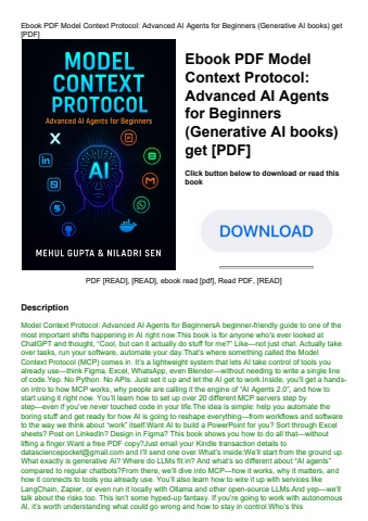 ebook pdf  model context protocol advanced ai agents for beginners (generative ai books) get [pdf]