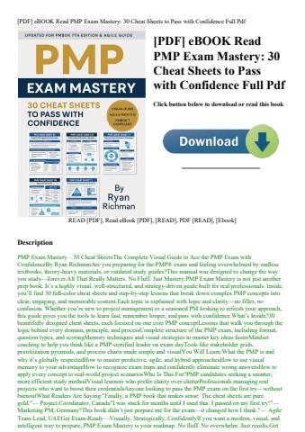 [pdf] ebook read pmp exam mastery 30 cheat sheets to pass with confidence full pdf