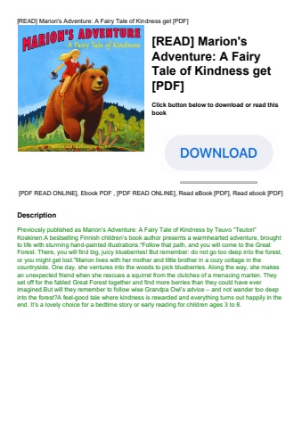 [read] marion's adventure a fairy tale of kindness get [pdf]