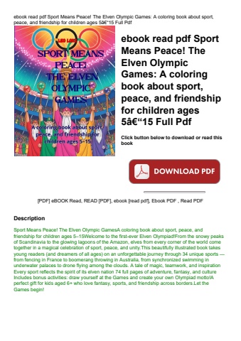 ebook read pdf sport means peace! the elven olympic games a coloring book about sport  peace  and fr