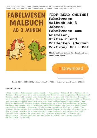 [pdf read online] fabelwesen malbuch ab 3 jahren fabelwesen zum ausmalen  kritzeln und entdecken (ge