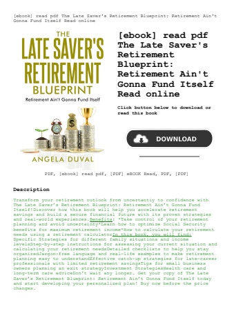 [ebook] read pdf the late saver's retirement blueprint retirement ain't gonna fund itself read onlin