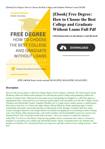 [ebook] free degree how to choose the best college and graduate without loans full pdf