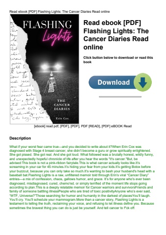 read ebook [pdf] flashing lights the cancer diaries read online