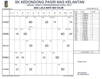 JADUAL WAKTU 2019