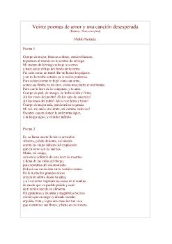 Veinte poemas de amor y una canción desesperada- Pablo Neruda