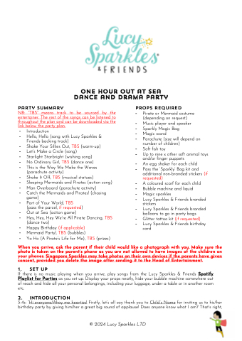 One Hour Out at Sea Dance and Drama Party Plan