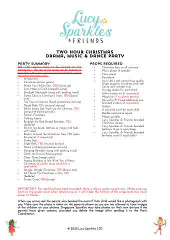 Christmas Drama, Music & Dance Party Plan - 2 Hours