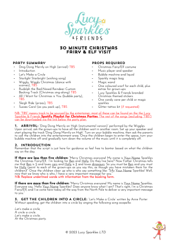 Christmas Fairy Elf Visit Plan 2023