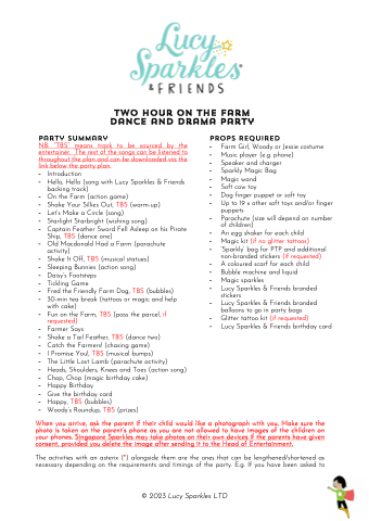 Two Hour On the Farm Dance and Drama Party Plan