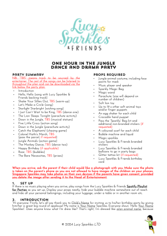 One Hour In the Jungle Dance and Drama Party Plan