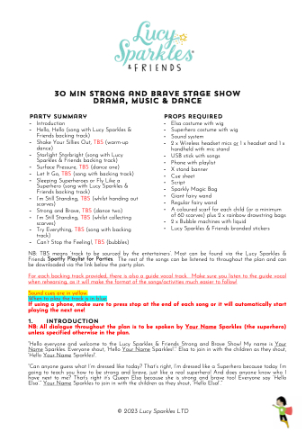 Strong & Brave Stage Show Plan