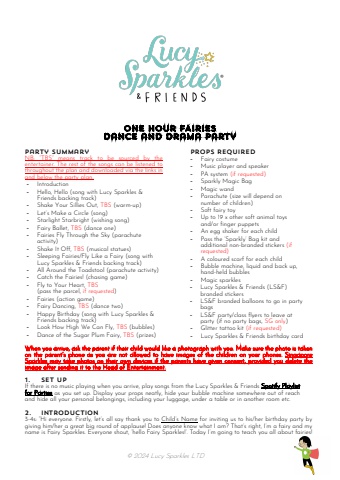 One Hour Fairies Dance and Drama Party Plan