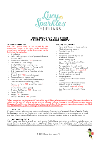 One Hour On the Farm Dance and Drama Party Plan