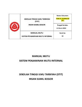 Manual Mutu STIT Insan Kamil Bogor.docx