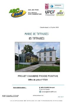 PROJET CHAMBRE FROIDE POSITIVE - MAIRIE DE TIFFAUGES