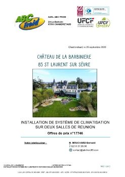 PROJET DE CLIMATISATION - CHATEAU DE LA BARBINIERE