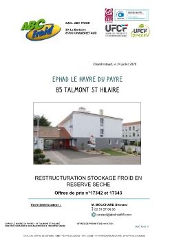 PROJET CHAMBRES FROIDES - 85 TALMONT ST HILAIRE