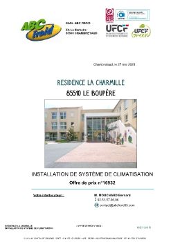 PROJET CLIMATISATION - RESIDENCE LA CHARMILLE